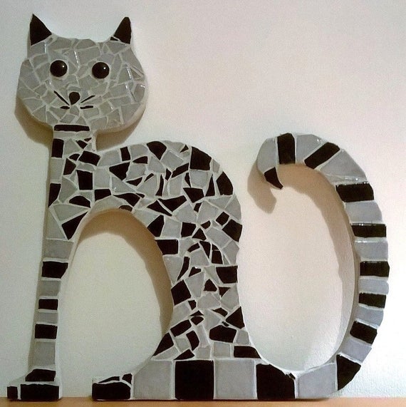 Chat Noir Et Gris En Mosaique Black And Grey Cat S Etsy Chat Noir Et Gris En Mosaique Black And Grey Cat S Etsy
