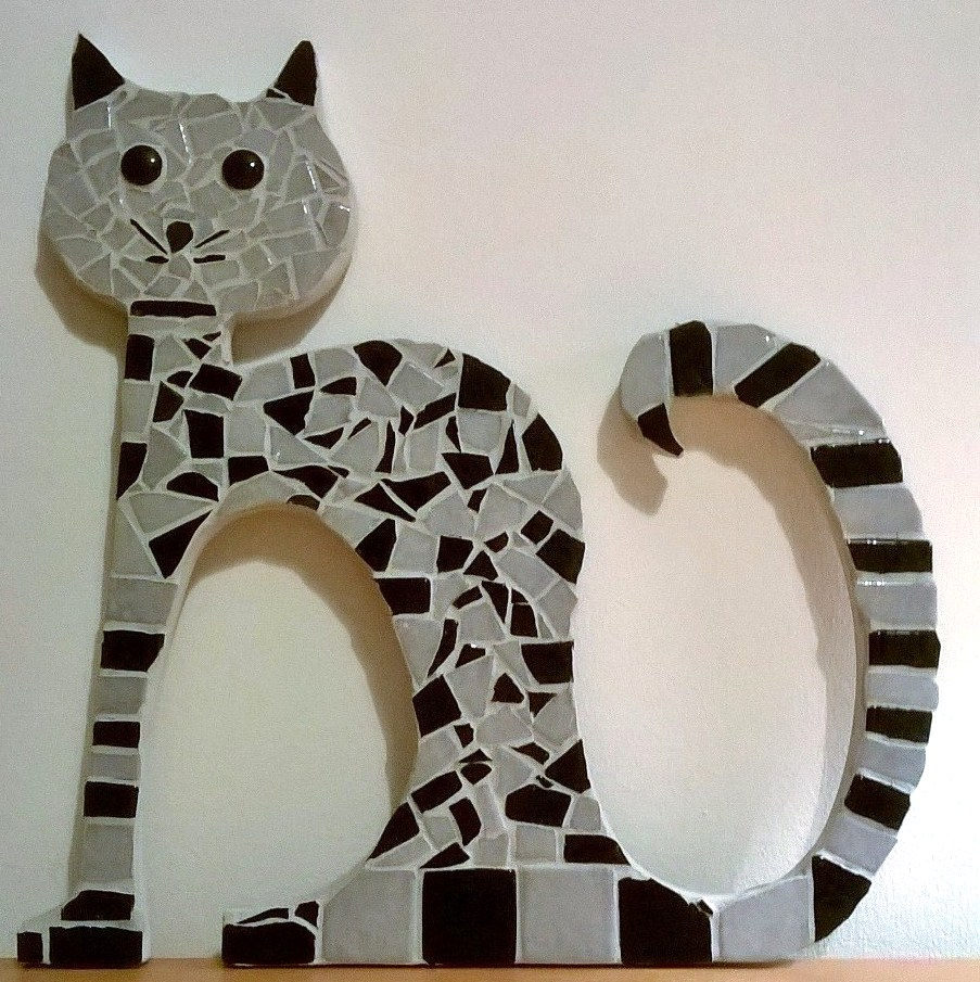 Chat Noir et Gris en Mosaïque , Black & Grey Cat's Mosaic
