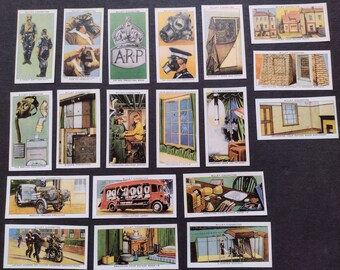 19 Paper Images of Vintage Air Raid Precautions Cigarette Cards Ephemera for Scrapbooks, Junk Journals, Smash books, Collage