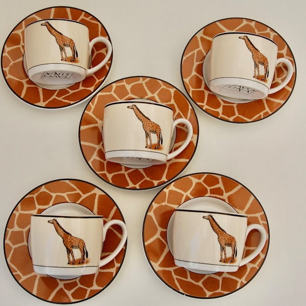 Tavo Lina set of  5 giraffe espresso, small coffee cups. 5 Giraffe Demi Tasse