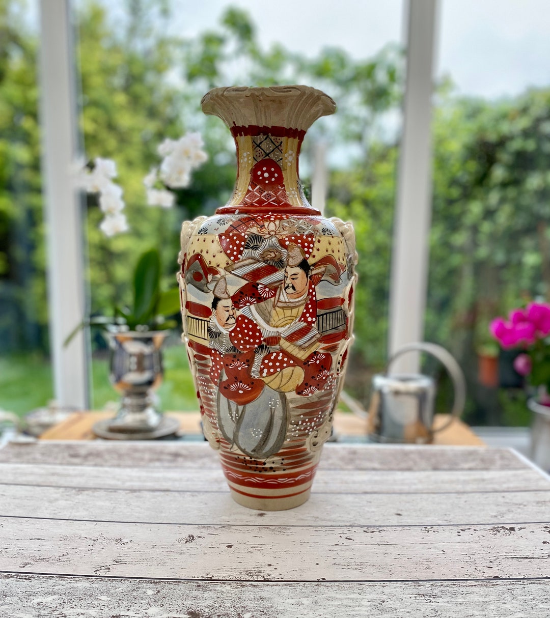 Large Kyoto Satsuma Vase Hand Painted Oriental Japanese Etsy UK