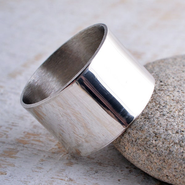 Sterling Silber handgefertigte 12mm einfaches polierte Bandring 925 schlicht finish silbernen ring