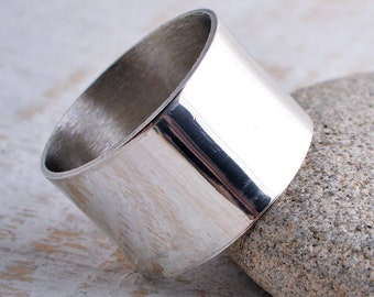 Sterling silver handmade 12mm plain polished band ring 925 plain finish silver ring