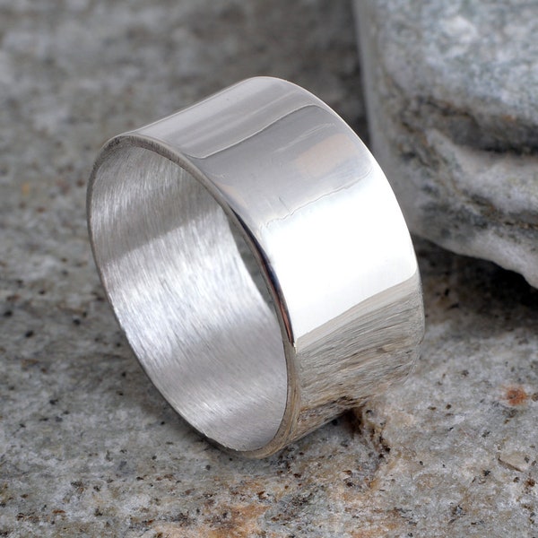 Sterling silver handmade 8mm plain polished band ring 925 plain finish silver ring