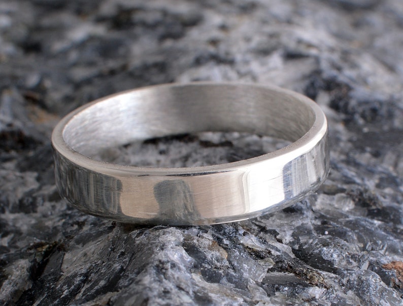 Sterling silver handmade 4mm plain band ring 925 plain finish Etsy