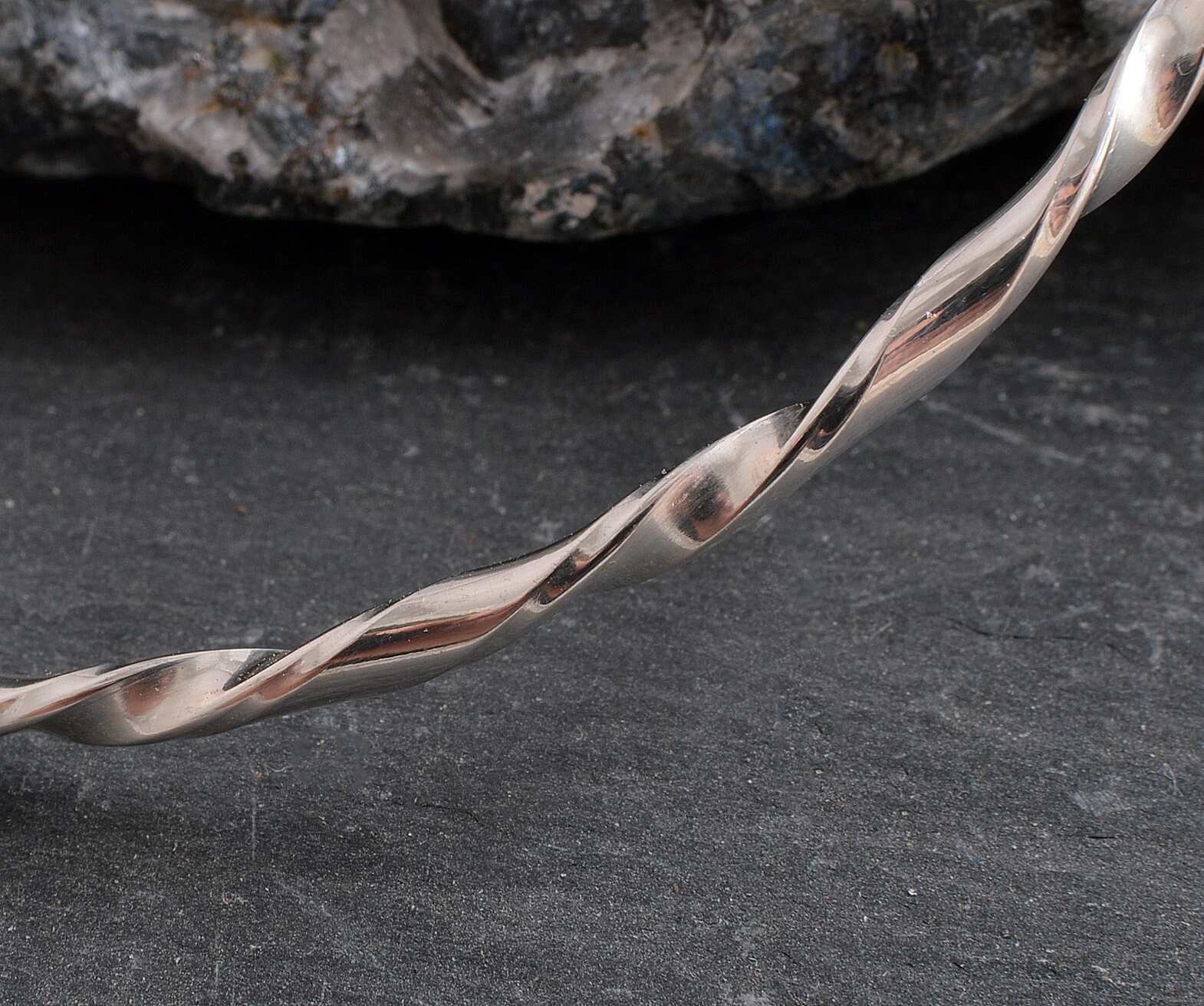 Sterling Silver Handmade Solid Silver D Shaped Twist Profile