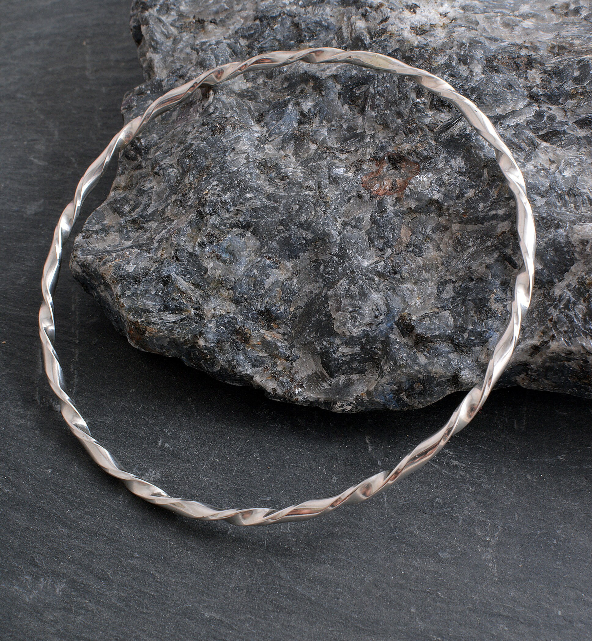Sterling Silver Handmade Solid Silver D Shaped Twist Profile