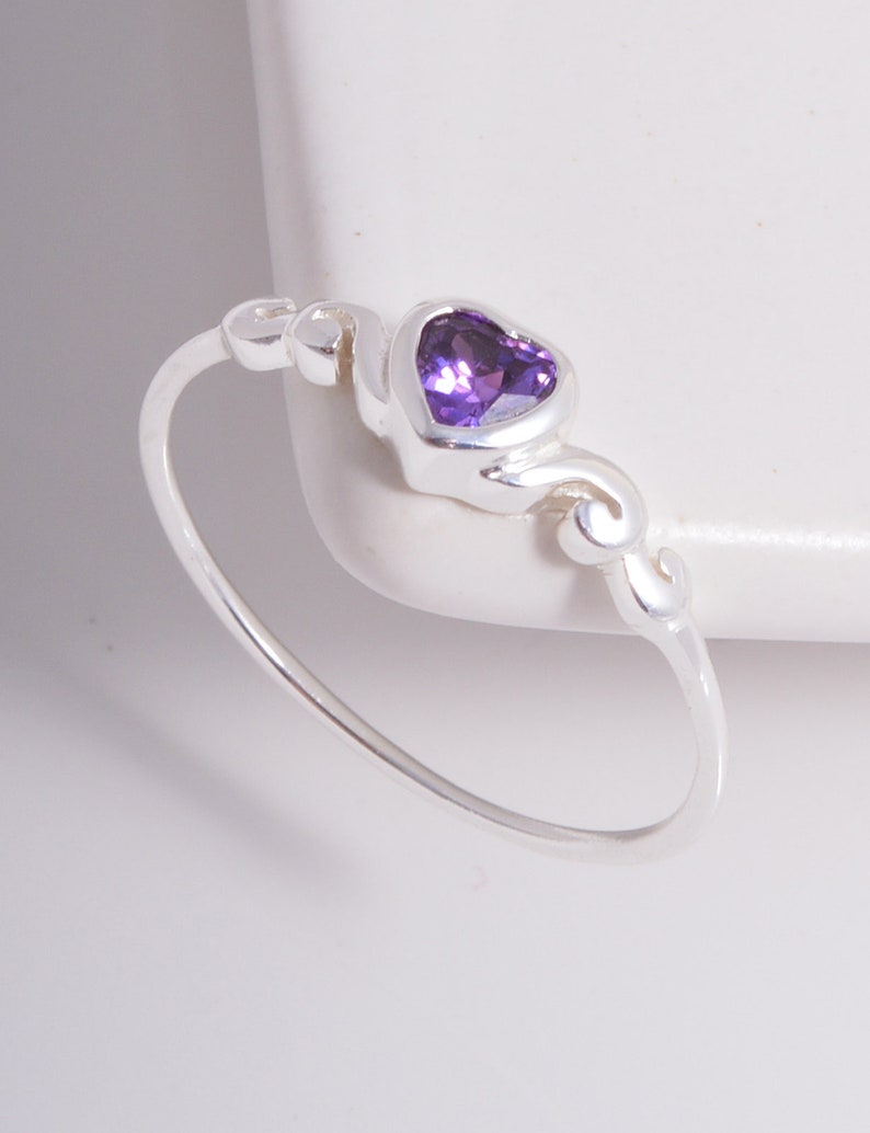 Sterling silver 925 amethyst crystal heart ring P 12