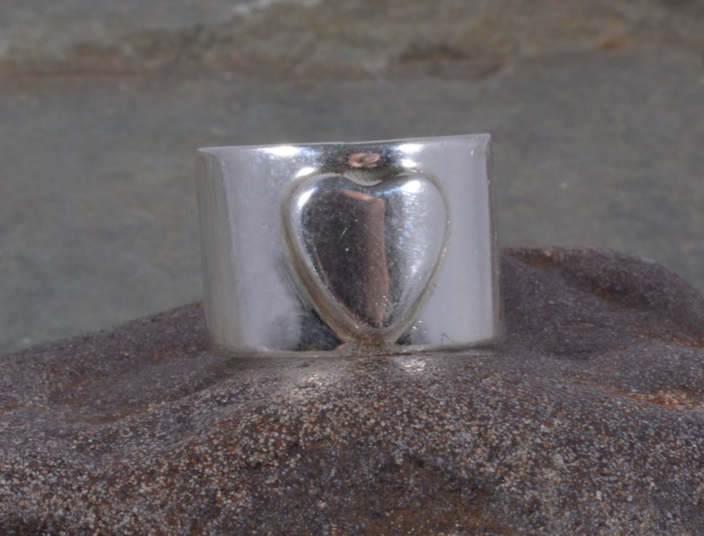 Sterling silver heart ring handmade 12mm band ring 925