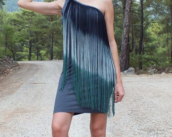 Bohemian dress, Festival dress, Hippie dress, Boho dress, Fringe dress, Gypsy dress, cotton dress, ethnic dress, mini dress, cool dress
