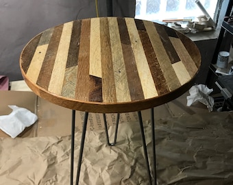 Small Reclaimed Wood Lath Round Coffee Table