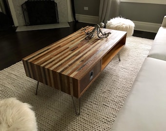 Rectangular Reclaimed Wood Lath Coffee Table