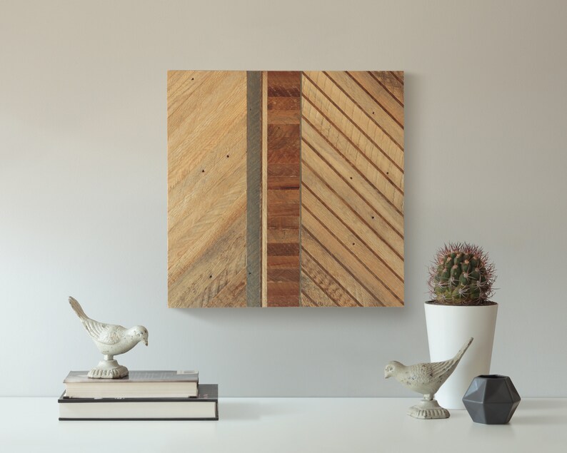 Geometric Wood Wall Art Modern Pattern Reclaimed Wood Etsy
