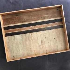 Wood Pattern Ottoman Tray | Custom Geometric Reclaimed Wood Lath Tray