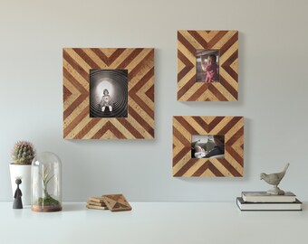 3 Reclaimed Wood Picture Frames, Lath, Pattern, Decor, Geometric