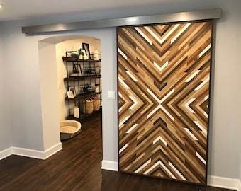 Geometric Wood Art/Barn Door| Modern Pattern Reclaimed Wood