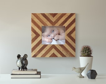 8x10 Unique Wood Frame | X Pattern | Reclaimed Wood Lath