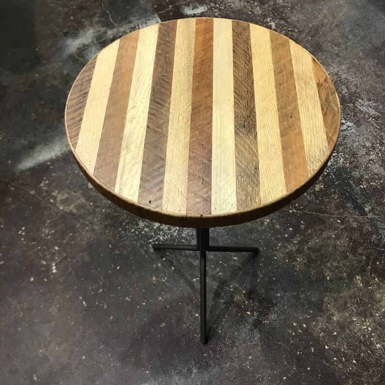 Side Table Pattern Reclaimed Wood Side Table | Round Linear Pattern Lath | Custom Size - Etsy