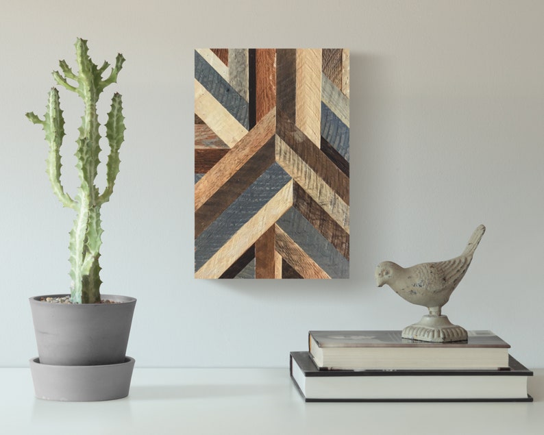 Geometric Wood Wall Art Modern Pattern Reclaimed Wood Etsy