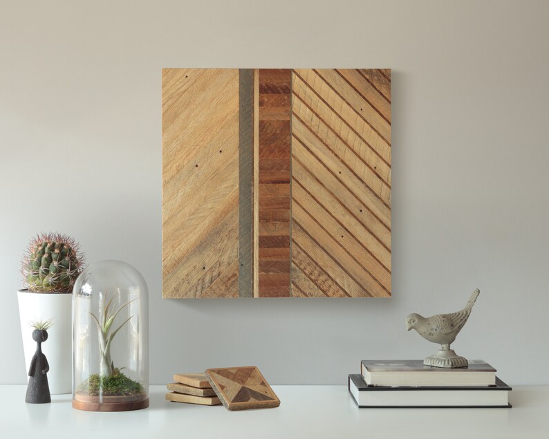 Geometric Wood Wall Art Modern Pattern Reclaimed Wood Etsy