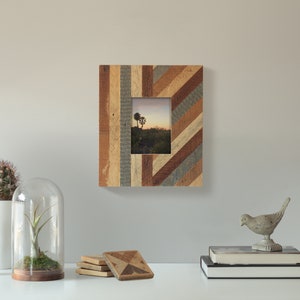 5x7 Unique Wood Frame | Striped Pattern | Reclaimed Wood Lath
