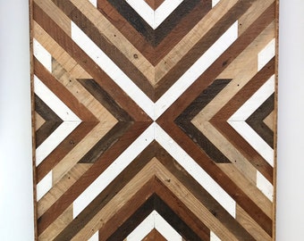 Geometric Wood Wall Art | Modern Pattern Reclaimed Wood