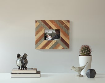 5x7 Unique Wood Frame | Striped Pattern | Reclaimed Wood Lath