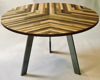 Round Dining Table |  Reclaimed Wood Lath