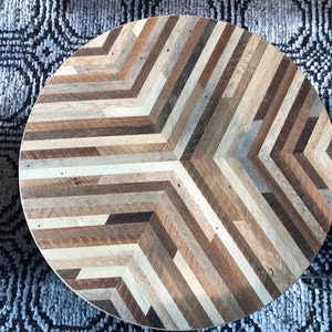 Custom Sized Round Reclaimed Wood Lath Table Top