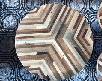 Custom Sized Round Reclaimed Wood Lath Table Top
