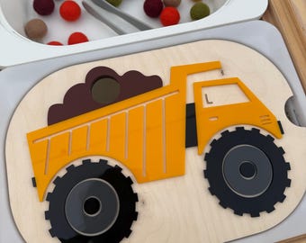 Dump Truck Sensory Bin Insert, Flisat Insert, Sensory Table Insert, Toddler Activity, Fine Motor Skills Practice