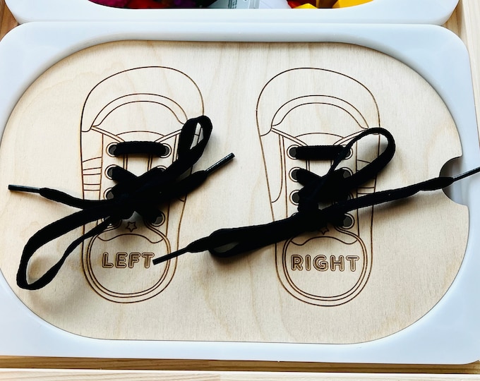 Shoe Tying Practice Board: Montessori Sensory Bin Insert for IKEA TROFAST