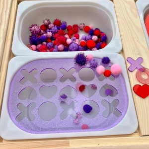 XOXO Valentine's Day Flisat Insert for TROFAST bin, Sensory Bin Insert, Sorting, Fine Motor Skills Practice