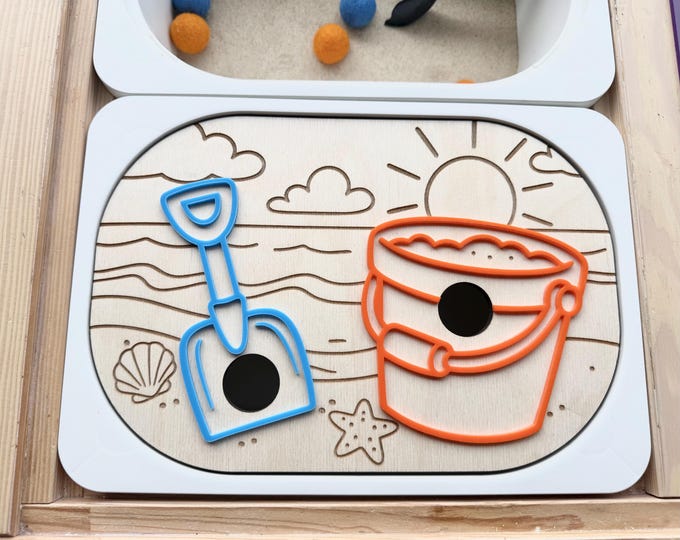 Beach Sensory Bin Insert for IKEA Trofast | Sand Play Activity | Flisat Table Insert | Fine Motor Toy |  Montessori Toy | Summer Sensory