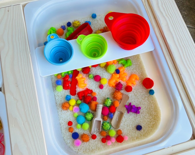 Funnel Holder Insert for Sensory Bin, TROFAST bin, Flisaat Table, Sensory Bin Insert, Sorting Insert