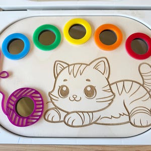 Sensory Bin Insert, Color Matching, Kitten, Flisat Insert for TROFAST bin, Sensory Bin Insert, Sorting, Filling, Fine Motor Skills Practice
