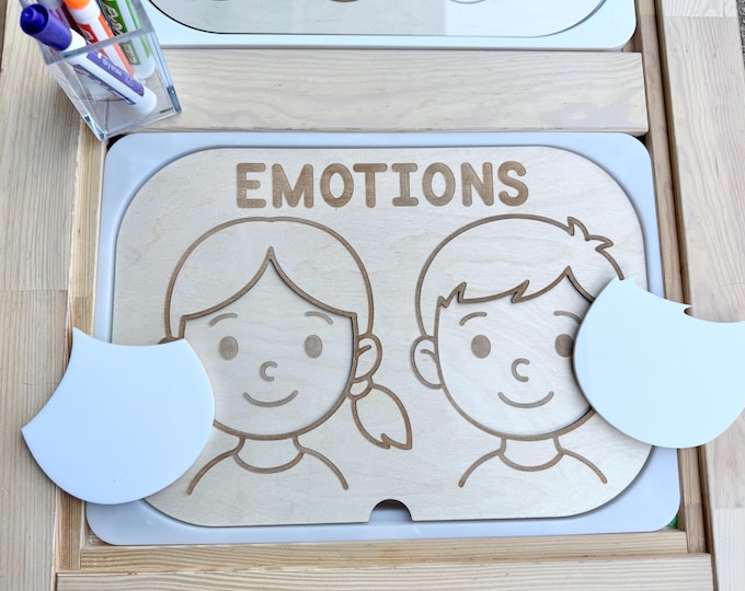 Emotions Sensory Bin Insert for IKEA Trofast: Wooden & Acrylic Feelings Board