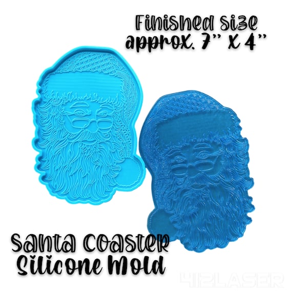 FINAL SALE 50% OFF Santa Silicone Coaster Mold Resin Mold Epoxy Mold  Silicone Mold 