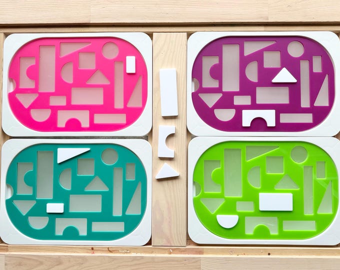 Acrylic Shape Puzzle Insert: IKEA TROFAST Sensory Bin, Fine Motor Toy