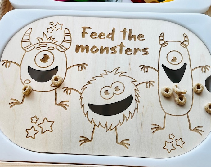 Feed The Monsters Sensory Bin Insert: IKEA TROFAST, Fine Motor Skills, Sensory Table Insert, Flisat Insert