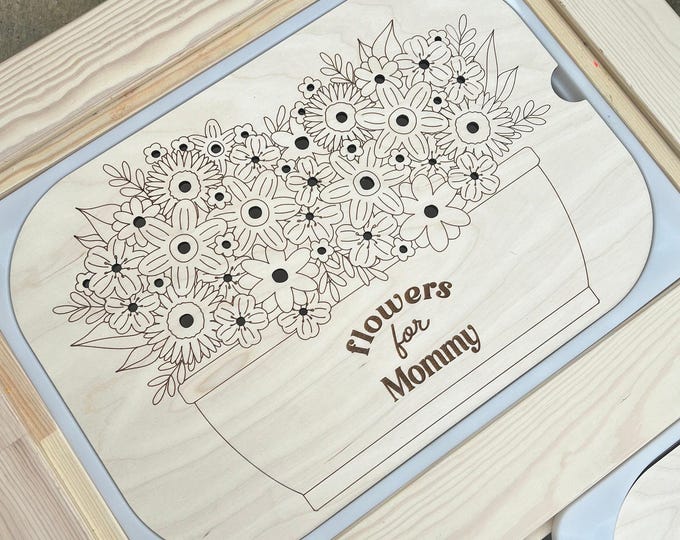 Flowers for Mommy Sensory Bin Insert: IKEA Trofast Compatible Wooden Flower Arranging Board