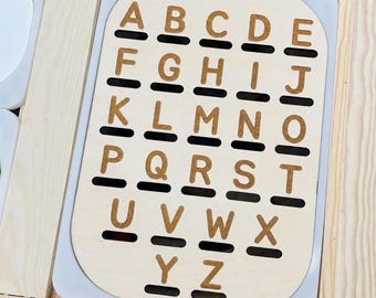 Uppercase Alphabet Sensory Bin Insert: IKEA Flisat Table, Montessori Learning, Sensory Table Insert, Flisat Insert