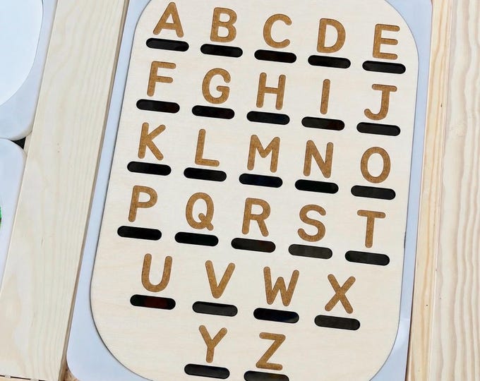 Uppercase Alphabet Sensory Bin Insert: IKEA Flisat Table, Montessori Learning, Sensory Table Insert, Flisat Insert