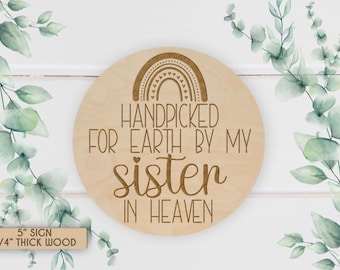 Handpicked for Earth Engraved Wood Sign: Baby Keepsake, Pregnancy Announcement