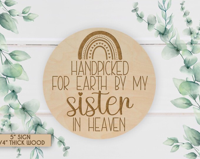Handpicked for Earth Engraved Wood Sign: Baby Keepsake, Pregnancy Announcement