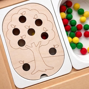 Apple Tree Sensory Bin Insert: Montessori Fine Motor Toy, Flisat Insert, Sensory Table Insert