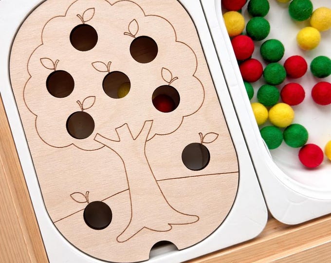 Apple Tree Sensory Bin Insert: Montessori Fine Motor Toy, Flisat Insert, Sensory Table Insert