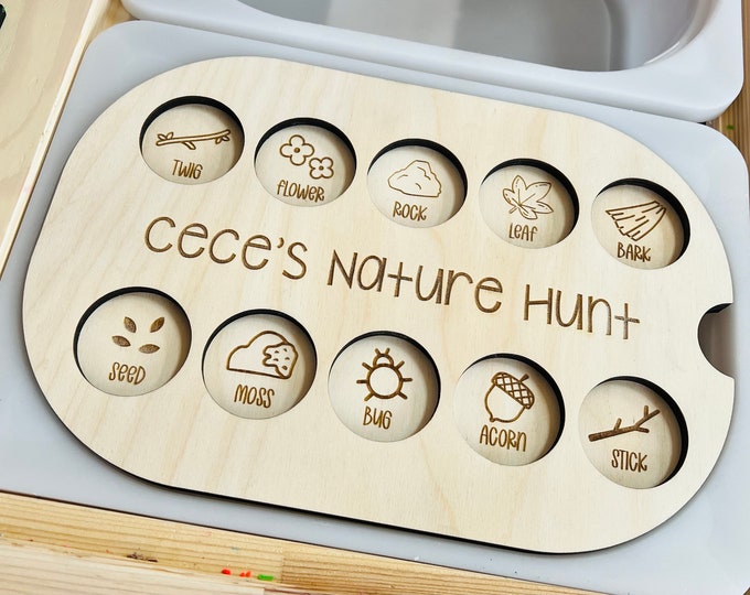 Scavenger Hunt Sensory Bin Insert for TROFAST bin, Flisat Table, Sensory Bin Insert, Nature Hunt