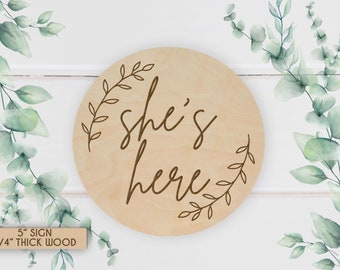 Engraved Wood Birth Announcement Sign: Baby Keepsake Photo Prop