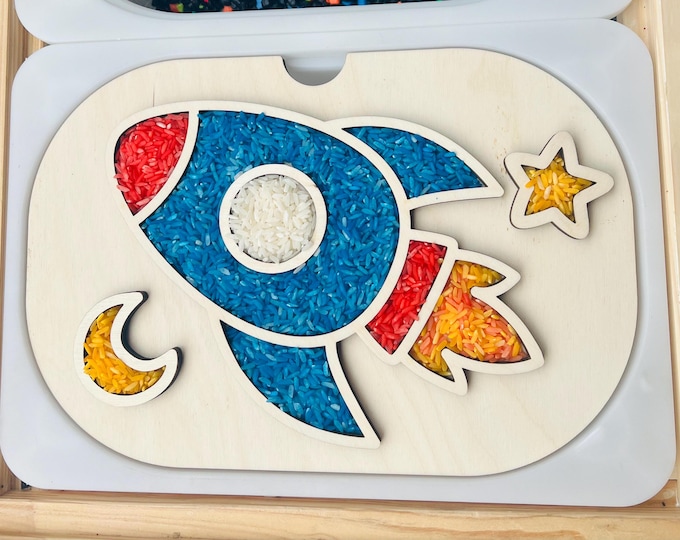 Rocket Ship Sensory Bin Insert: Montessori Fine Motor Skills - TROFAST